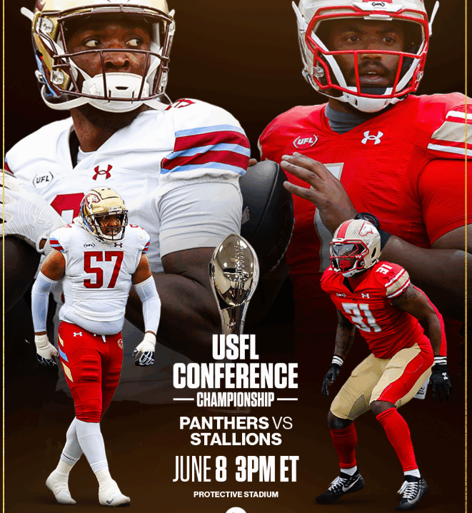 A Birmingham Stallions vs Michigan Panthers game poster.